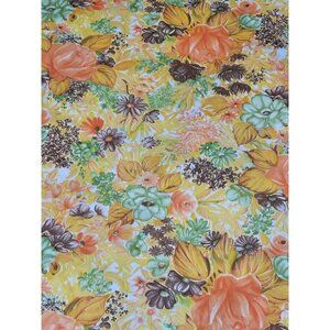 Vintage Dan River No-Iron Muslin Full Size Flat Sheet 81x96 Floral Print 50% Cot